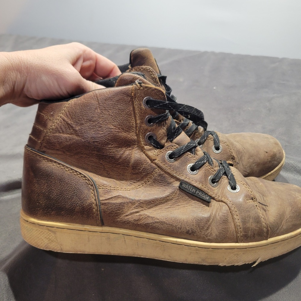 Harley-Davidson Mens Brown‎ Leather Waterproof Riding Sneakers Boots Size 9M